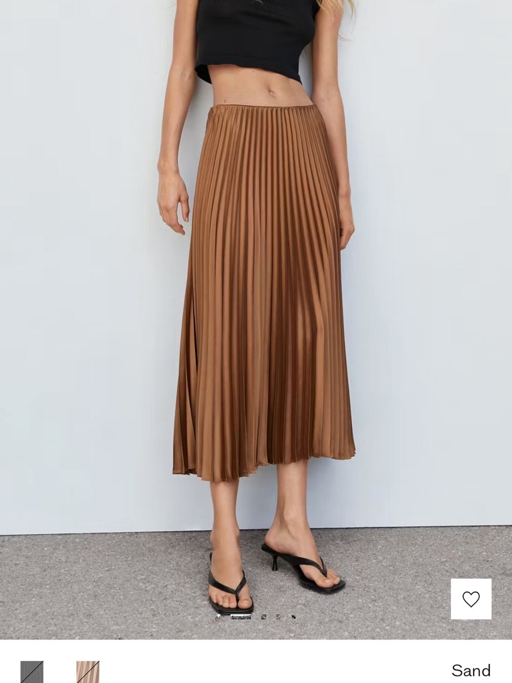 Mango Sand Pleated Midi Skirt